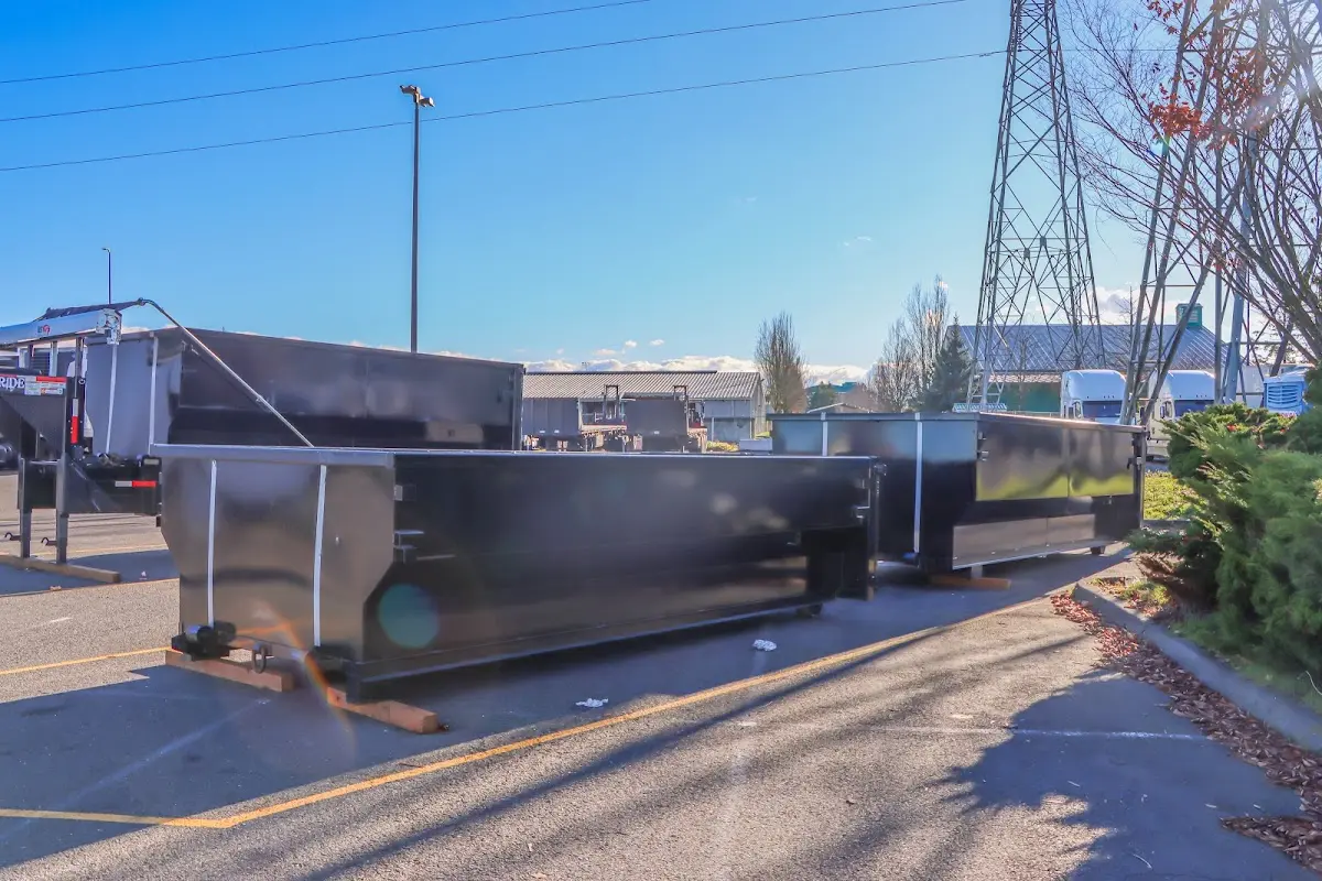 Roll-off dumpster ready for waste disposal at job site for 12 Yard Dumpster Rental in Colts Neck